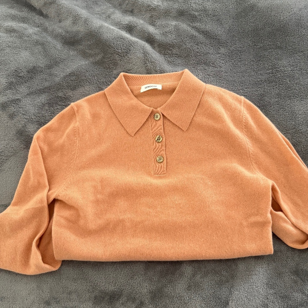 Renggli Cashmere Longsleeve Polo - XS Apricot